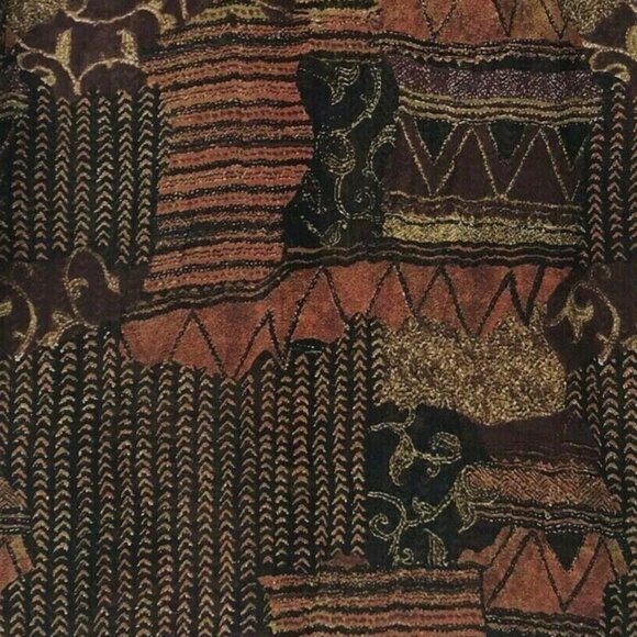 Coldwater Creek L Tribal Print Button Down Shirt Tribal Print Long Sleeve Beaded - Picture 6 of 11